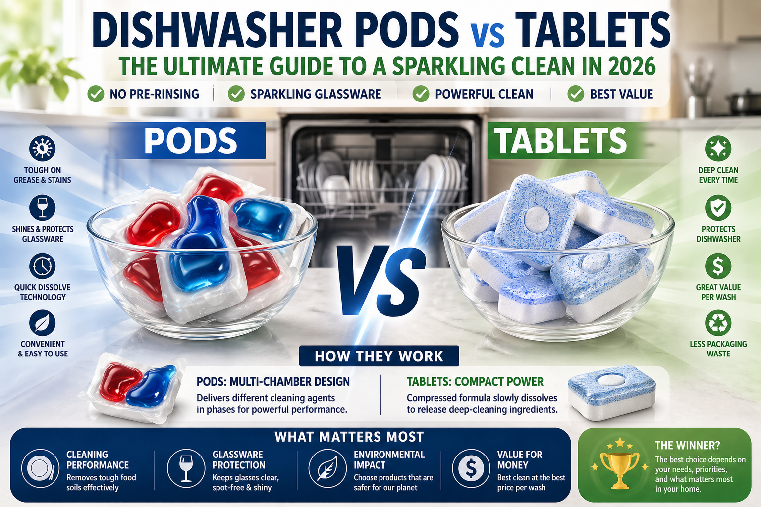 Dishwasher Pods vs Tablets