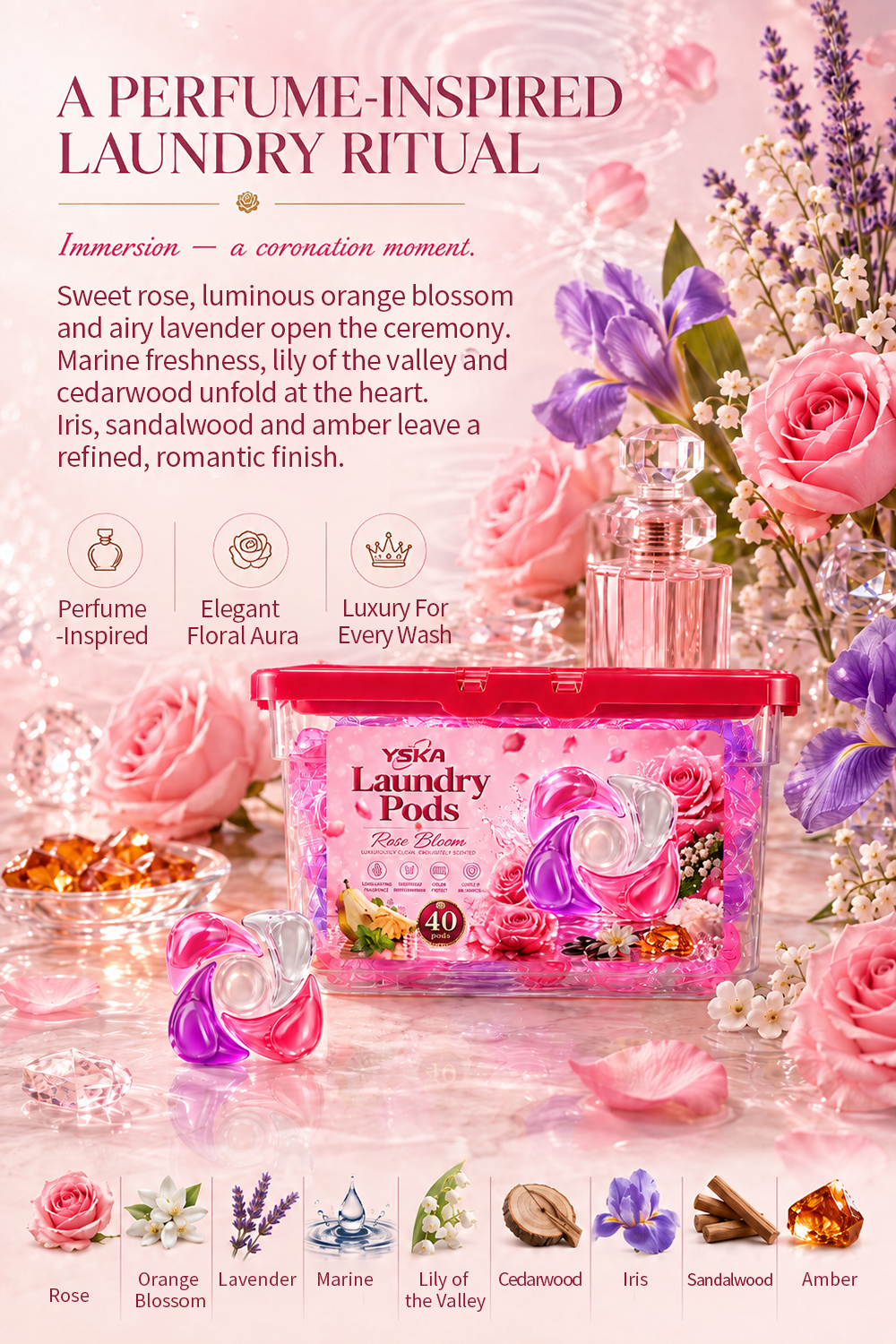 YSKA Rose Bloom 5-Chamber Laundry Pods 2 详 1