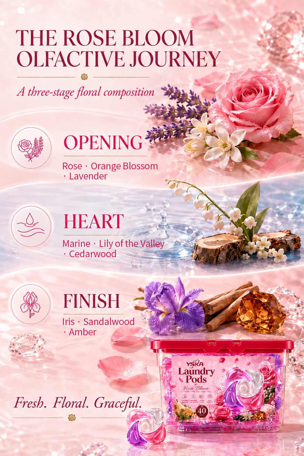 YSKA Rose Bloom 5-Chamber Laundry Pods 3 详 2